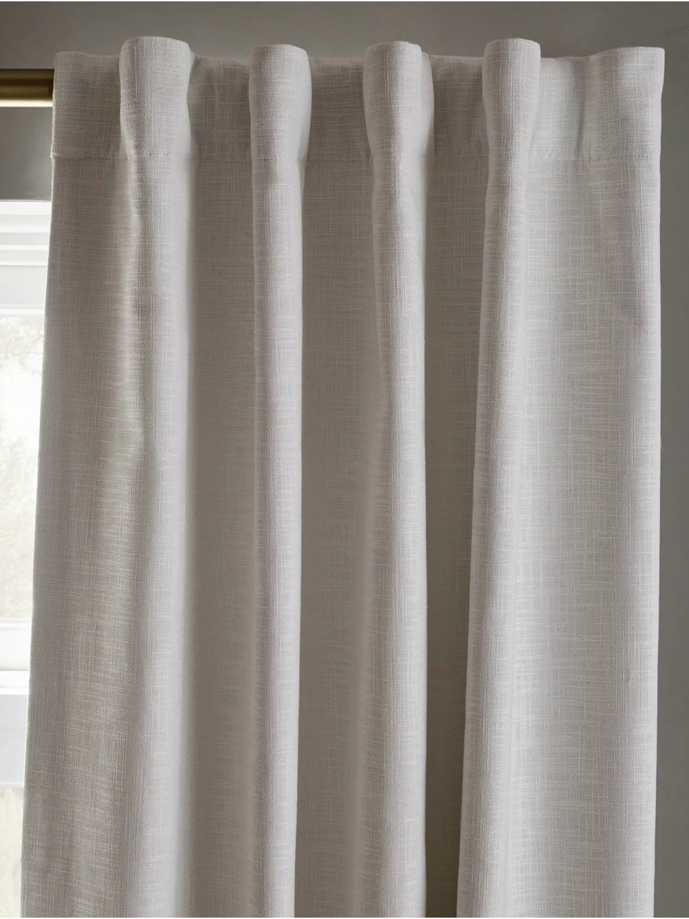 Quince Set of Textured Cotton True Blackout Curtain Panels in White - Picture 2 of 4